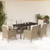 The Living Store 7-tlg. Garten-Essgruppe mit Kissen Beige Produktbild-Vorschau 2
