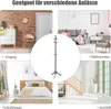 Collage of four different room settings (entrance, living room, bedroom, stairs/hallway) showcasing a gray coat rack in the center. Produktbild-Vorschau