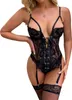 Damen Spitzen-Body mit V-Ausschnitt & Fliege – Rückenfrei Produktbild-Vorschau 2