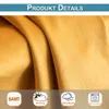 A close-up of yellow velvet fabric with marketing icons and text at the bottom. Produktbild-Vorschau