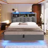 A bedroom scene featuring a bed with integrated lighting and storage. Produktbild-Vorschau