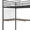 A close-up view of a loft bed frame with a desk and shelving. Anteprima dell’immagine prodotto
