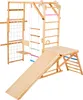 SucceBuy Indoor Spielplatz Klettergerüst (8-in-1) aus Holz, Produktbild-Vorschau 1