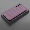 A purple phone case with a ribbed texture is displayed on a dark gray surface. Produktbild-Vorschau