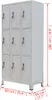 A tall, gray metal locker unit with 9 individual compartments is shown. Dimensions are marked on the image. Produktbild-Vorschau