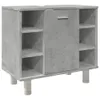 A concrete-effect cabinet with shelves and a door, standing on four legs. Produktbild-Vorschau