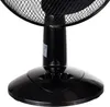 Close-up of the base and stem of a black desk fan. Produktbild-Vorschau