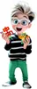 A cartoon boy holding pixelated toys. Produktbild-Vorschau