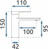 A technical drawing of a faucet with dimensions indicated. Anteprima dell’immagine prodotto