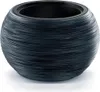 A dark gray, round planter with a textured, ribbed surface. Náhľad obrázku produktu