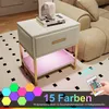 Set van 2 nachtkastjes, meerkleurige LED-verlichting, lade, Productafbeelding-voorbeeld 2