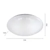 A white, oval-shaped LED ceiling light with a starry sky effect, shown with dimensions indicated by measurement lines and text. Produktbild-Vorschau