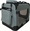 A gray fabric pet carrier with mesh windows and a flap pocket. Produktbild-Vorschau