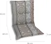 A chair cushion with a patterned design, showing dimensions. Produktbild-Vorschau