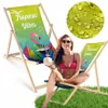 Liegestuhl klappbar aus Holz mit Tropical-Vibes Motiv – Produktbild-Vorschau 1
