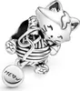 A silver charm of a cat tangled in yarn, with a small ball charm attached. Náhľad obrázku produktu