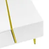 A close-up view of a white coffee table with gold accents and legs. Produktbild-Vorschau