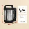 A collage showing a soup maker, its power cord, and a document. Produktbild-Vorschau