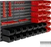 A wall-mounted storage system with multiple bins and tool holders. Produktbild-Vorschau