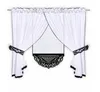 Fertiggardine Set mit Panel Weiß Schwarz Voile Leinen Produktbild-Vorschau 1