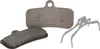 A set of bicycle brake pads and a spring clip on a white background. Náhled obrázku produktu
