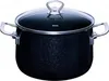 A black pot with a glass lid and silver handles, presented on a white background. Náhľad obrázku produktu