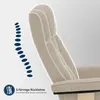 A close-up of a recliner chair's backrest, with a graphic illustrating spinal support. Anteprima dell’immagine prodotto