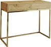 A modern desk with a wooden top and gold metal legs, presented against a white background. Produktbild-Vorschau