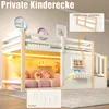 Kinder Hochbett mit Fenster, LED Leiter, Stauraum, Kiefer, Produktbild-Vorschau 7