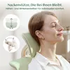 A woman is shown relaxing in a chair, with close-up insets illustrating the chair's adjustable headrest. Podgląd zdjęcia produktu