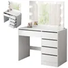 A white vanity table with a lighted mirror and drawers. Náhled obrázku produktu