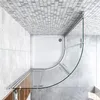 A top-down view of a modern bathroom corner shower enclosure. Produktbild-Vorschau