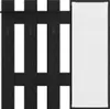 A black wooden coat rack with a mirror attached to the side, shown against a white background. Podgląd zdjęcia produktu