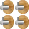 Holz Bambus Wandhaken, 4pcs Selbstklebend Haken Klebehaken Produktbild-Vorschau 1