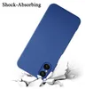 A blue phone case is shown falling and impacting a cracked surface, illustrating its shock-absorbing feature. Produktbild-Vorschau