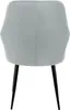 The back view of a gray upholstered chair with black metal legs. Produktbild-Vorschau