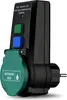 A black and green electrical safety device with two buttons and an outdoor socket. Náhľad obrázku produktu