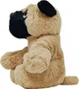 A plush toy pug sitting down, viewed from the side. Produktbild-Vorschau