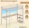 COSTWAY loft łóżko piętrowe 90x200cm z biurkiem, diodami Podgląd zdjęcia produktu 3