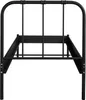 A black metal bed frame shown from the front. Produktbild-Vorschau