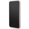 A pink iPhone case with a metal logo is shown from the side against a white background. Produktbild-Vorschau