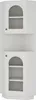 A white corner cabinet with two doors, each featuring a fluted glass panel and a small gold knob. Produktbild-Vorschau