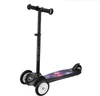 A black three-wheeled scooter with a galaxy-patterned deck, shown against a white background. Produktbild-Vorschau