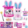 A collage of a toy set featuring pink bunnies, magic wands, confetti, and packaging. Podgląd zdjęcia produktu