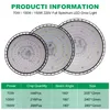 Three circular LED grow lights of different sizes are displayed, with a table below detailing their specifications. Náhľad obrázku produktu