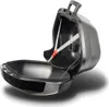 An open black motorcycle side case with a carbon fiber look, shown against a white background. Produktbild-Vorschau
