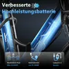 Close-up of an electric bicycle battery with lightning graphics, highlighting its features. Produktbild-Vorschau
