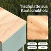 A close-up of a wooden tabletop and a green cabinet, with a forest in the background. Text overlays highlight product features. Náhľad obrázku produktu