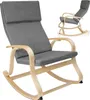 A close-up shot of a gray rocking chair with a wooden frame. Náhled obrázku produktu