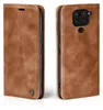 A brown flip cover case for a smartphone is shown from two angles. Produktbild-Vorschau
